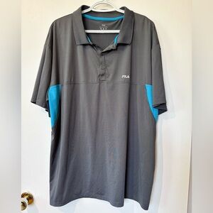🎉4/30$🎉 Fila Grey and Blue Mesh Polo Shirt - Size XXL